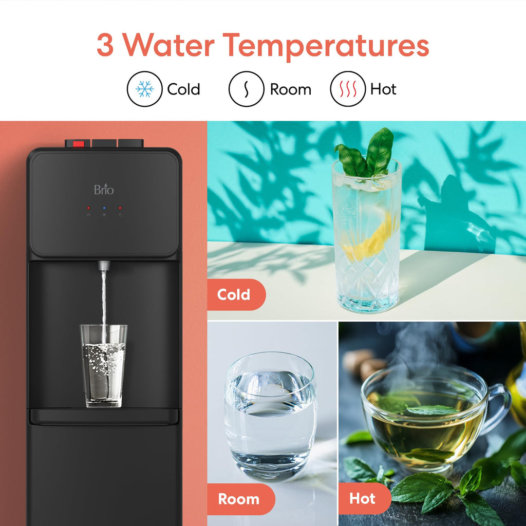Bottom Load Water Cooler Dispenser, 5 Gallon, Black J19637