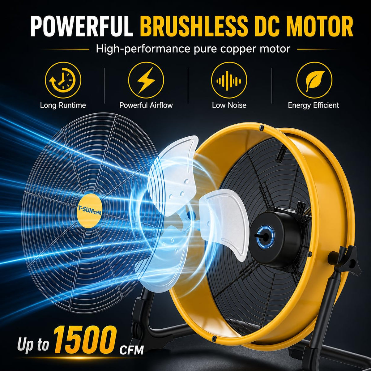 12" Battery Powered Cordless Floor Fan S84325