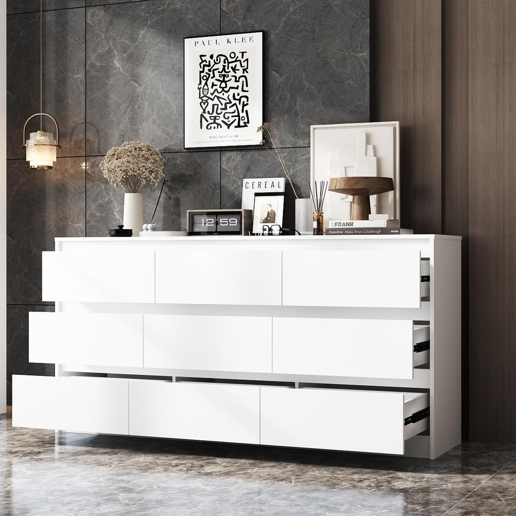 White 9 Drawer Wood Dresser R729