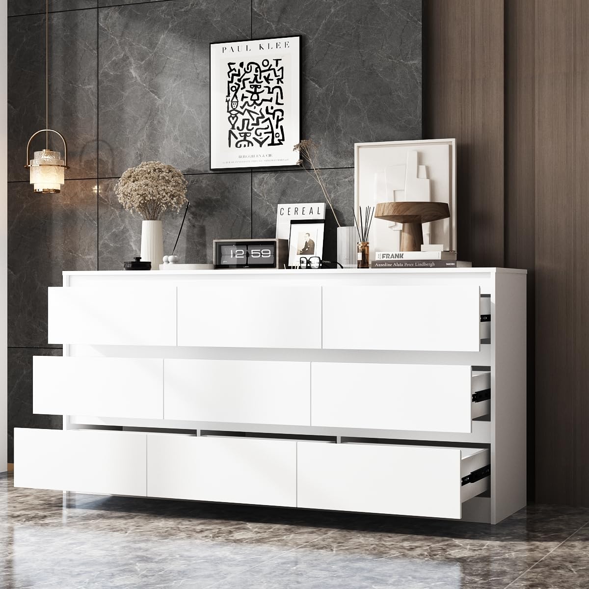 White 9 Drawer Wood Dresser R729