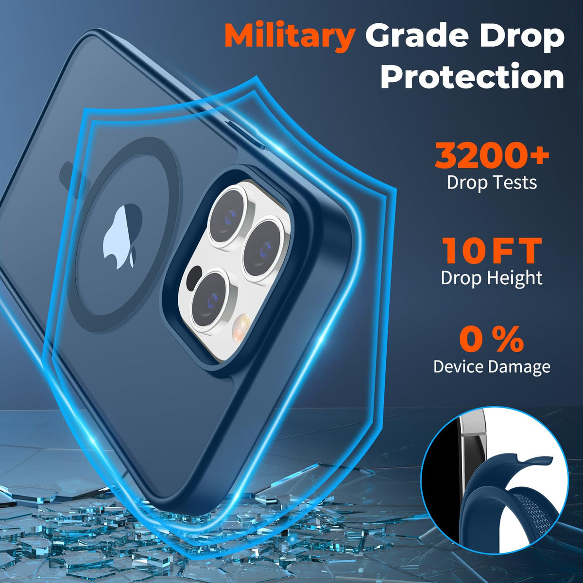 Magnetic iPhone 13 Pro Max Case Dark Blue I96864