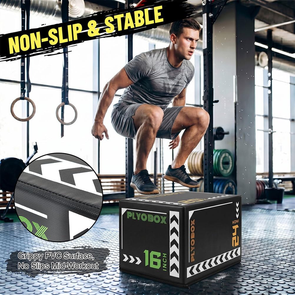 3-in-1 Foam Plyometric Jump Box, 16/20/24 Inch V9348