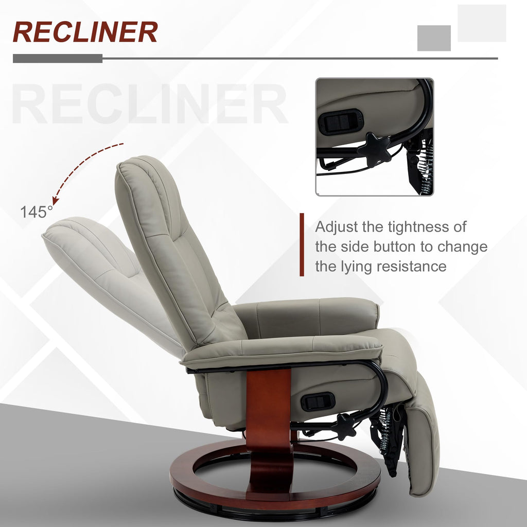 Gray PU Leather Swivel Recliner Chair O119