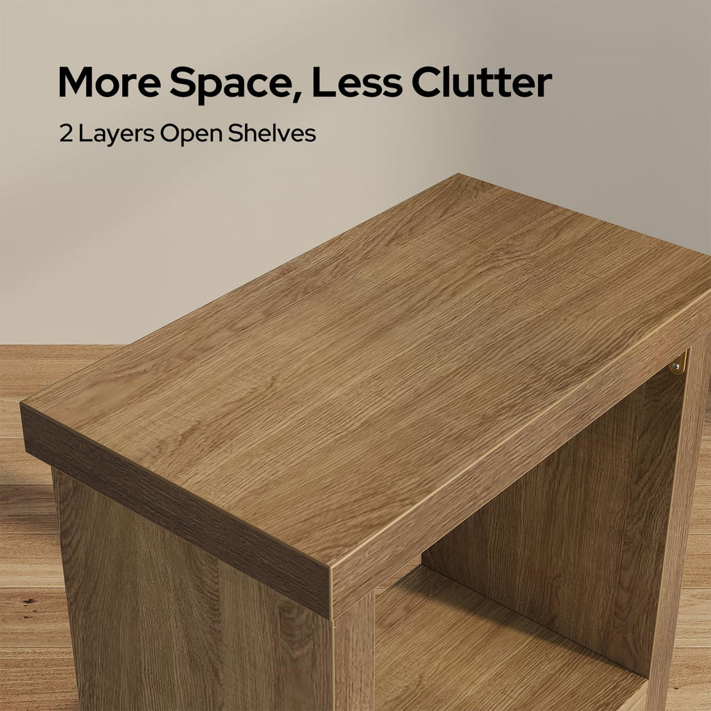 Brown Set of 2 End Tables with Storage Shelves C399756