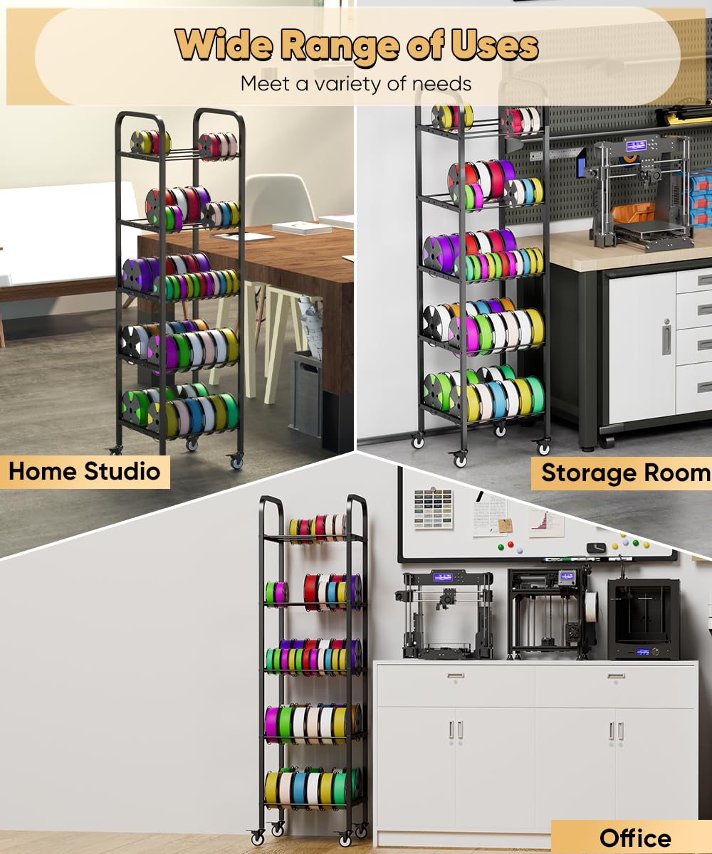 5-Tier 3D Printer Filament Storage Rack with Wheels O462526
