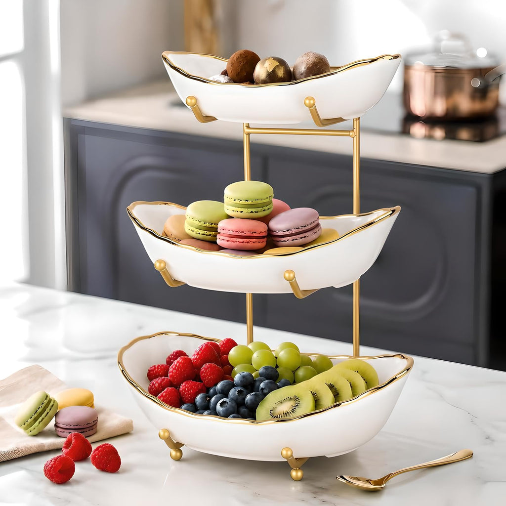 3 Tier White Ceramic Fruit Bowl F31261