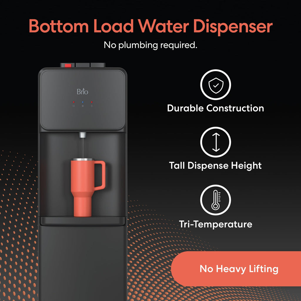 Bottom Load Water Cooler Dispenser, 5 Gallon, Black J19637