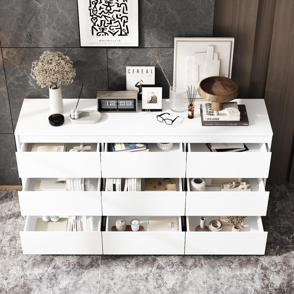 White 9 Drawer Wood Dresser R729