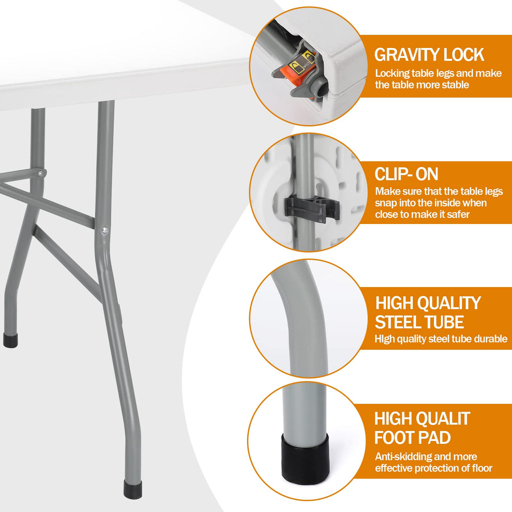 6FT White Foldable Plastic Utility Table G209458