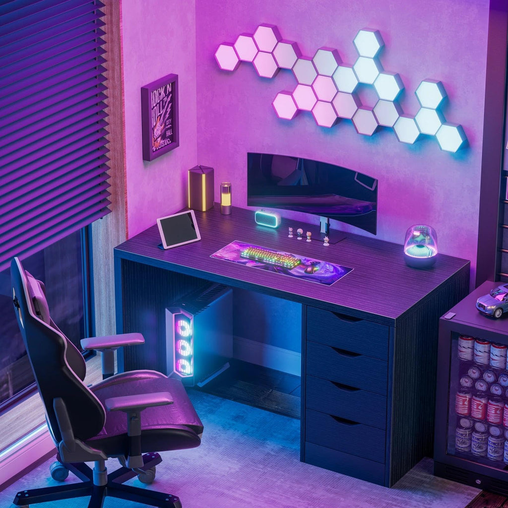 Black Computer Desk with Drawers V354287