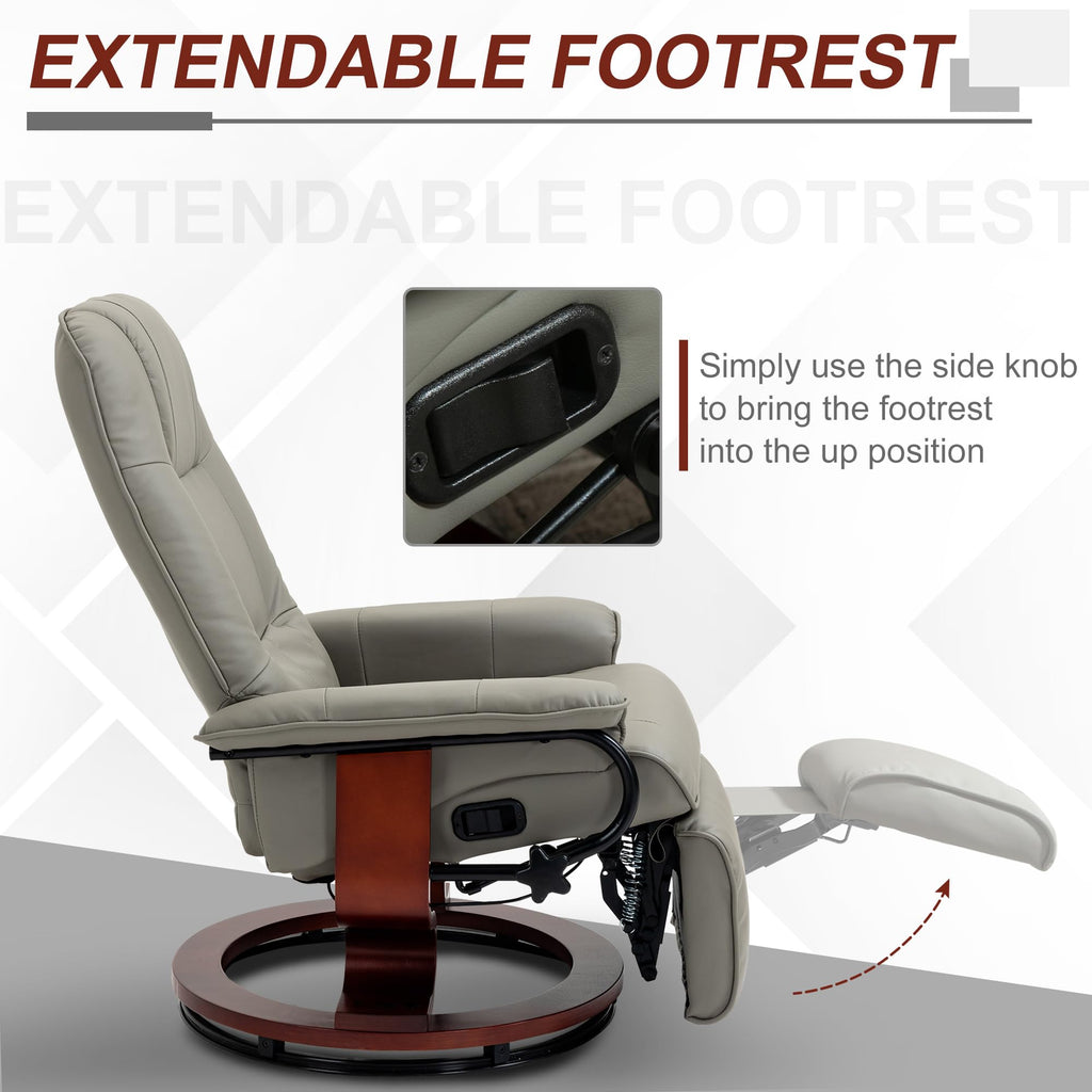 Gray PU Leather Swivel Recliner Chair O119