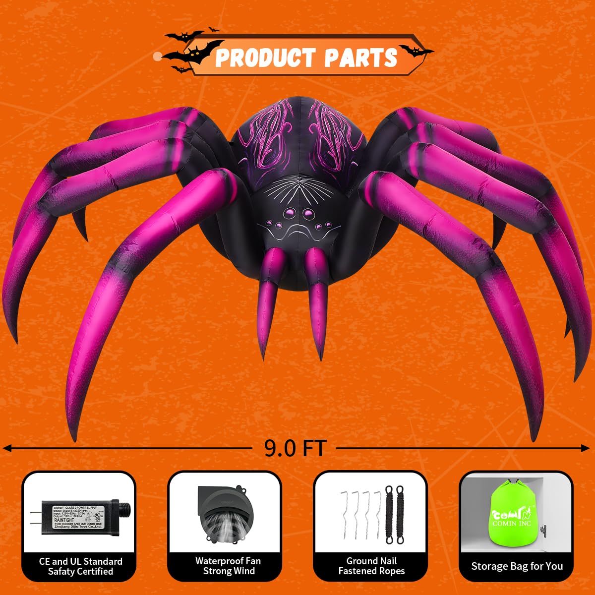9 FT Halloween Inflatables with Built-in LEDs H915246