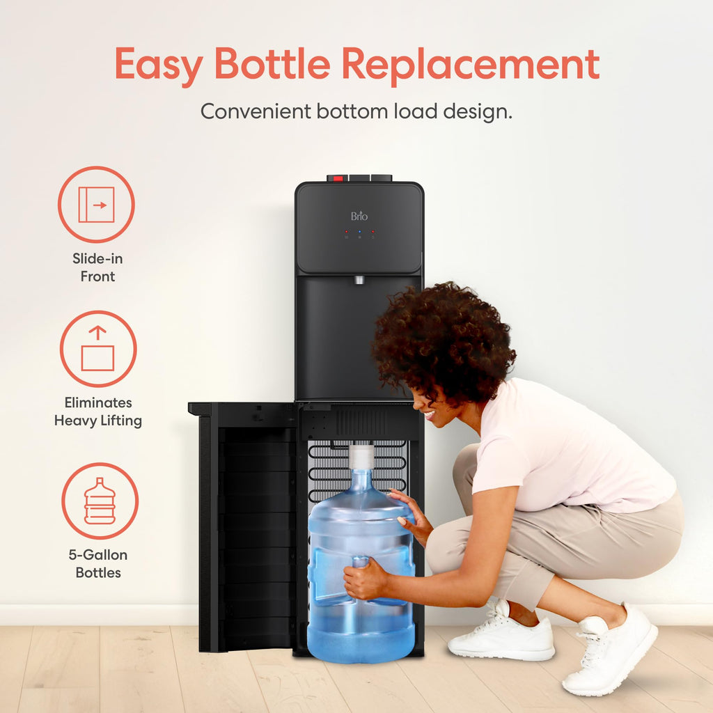 Bottom Load Water Cooler Dispenser, 5 Gallon, Black J19637