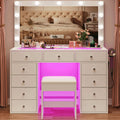 45" Large White Vanity Desk with RGB Lighting Z545385