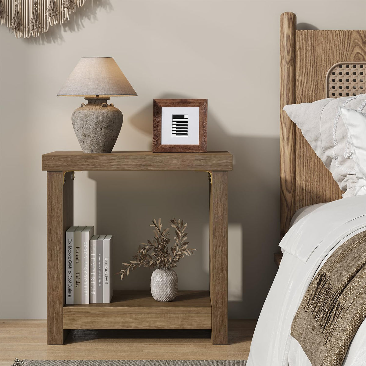 Brown Set of 2 End Tables with Storage Shelves C399756