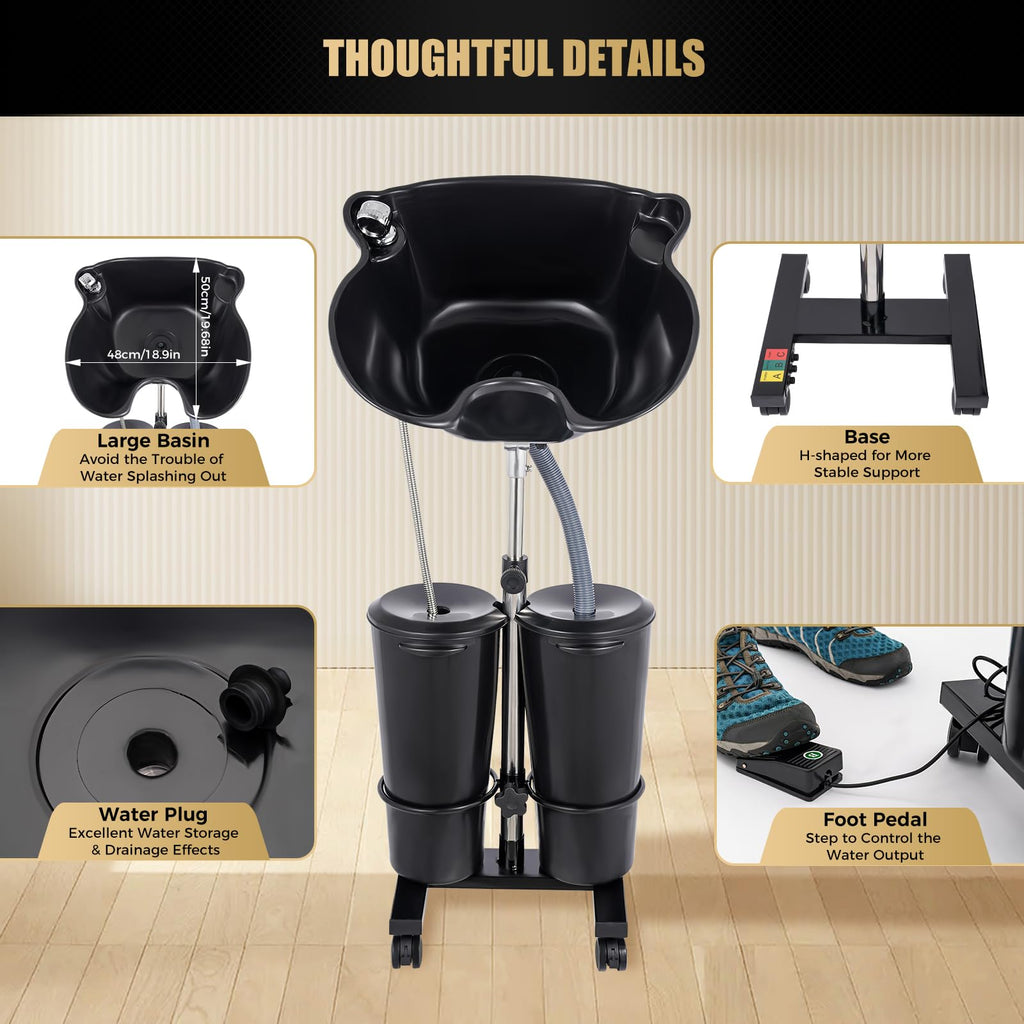 Portable Shampoo Sink with Rolling Base I566969