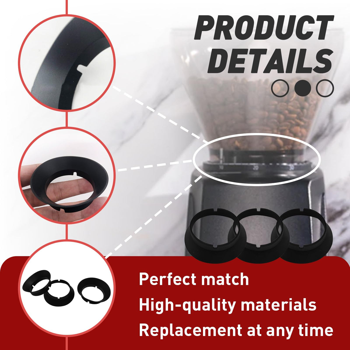 3 Pcs Gasket Replacement for Coffee Grinders O2018