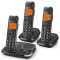 Black Cordless Phone System with Answering Machine, 3 Handsets B1825