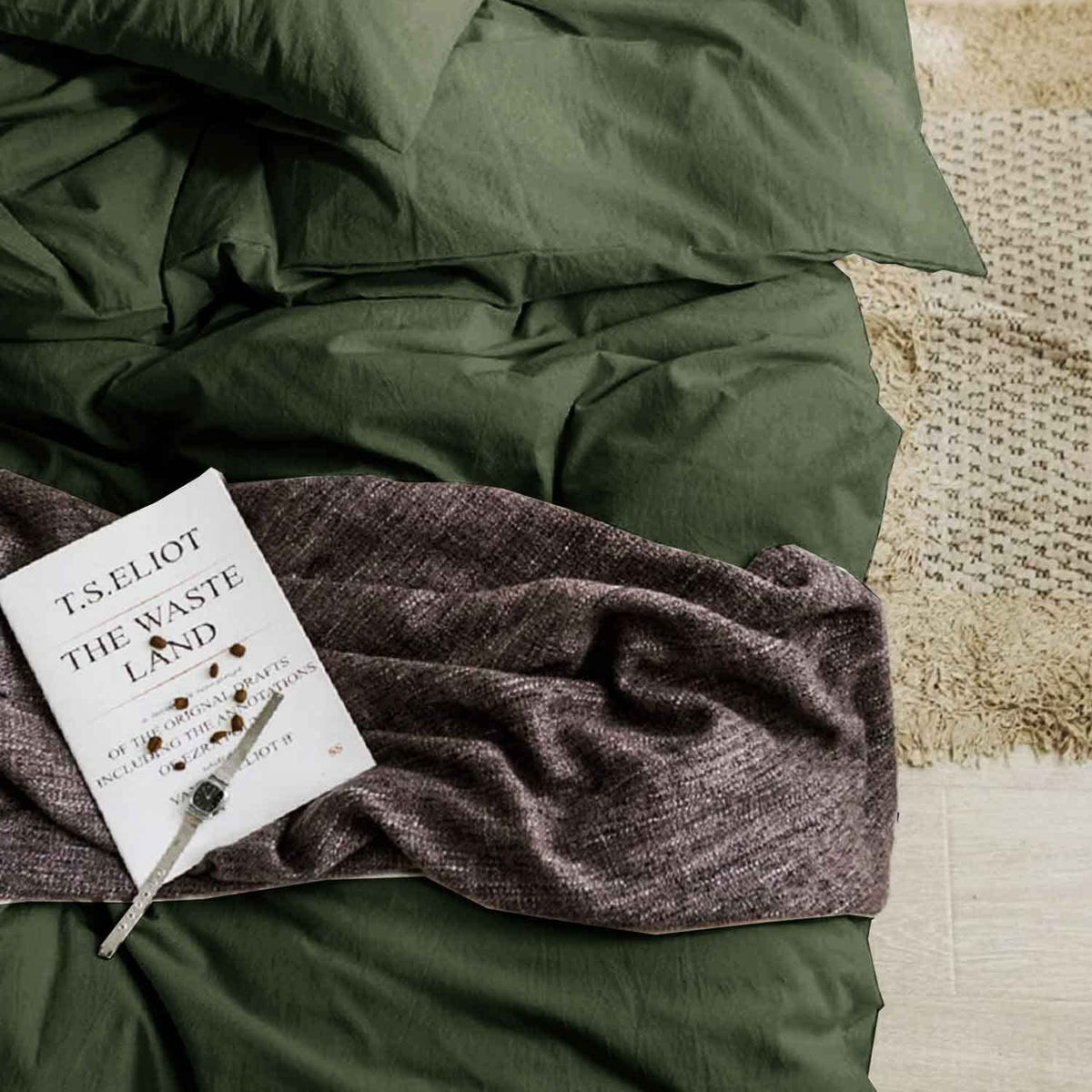 Dark Olive Green King Size 3 Piece Comforter Set J33271