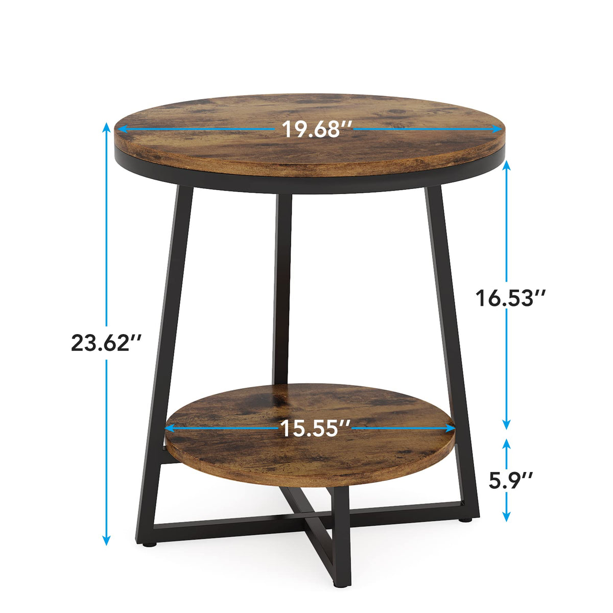 2 Tier Round End Table with Storage Shelf P3093