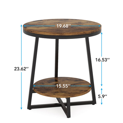 2 Tier Round End Table with Storage Shelf P3093