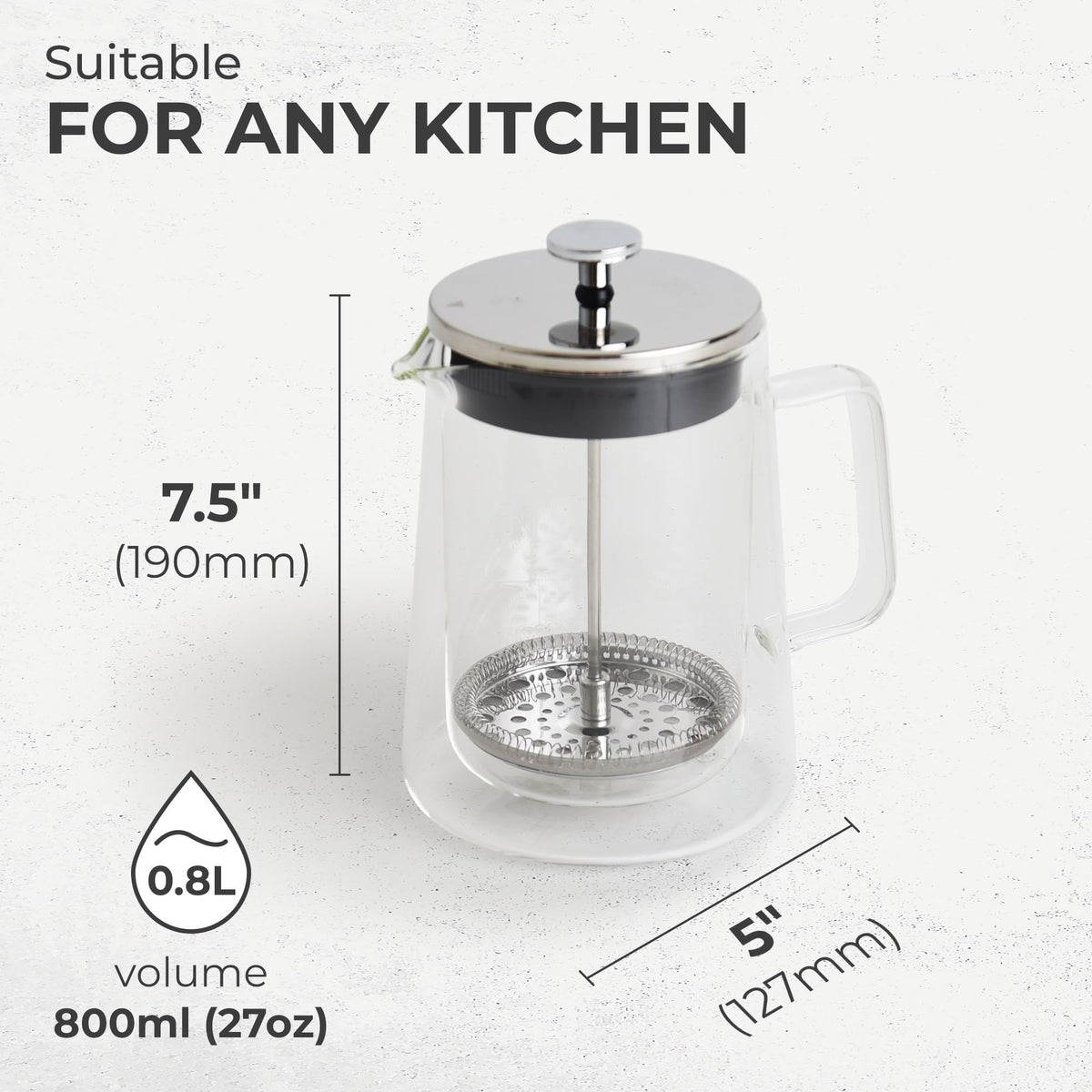 Glass French Press Coffee Maker 27oz V92464
