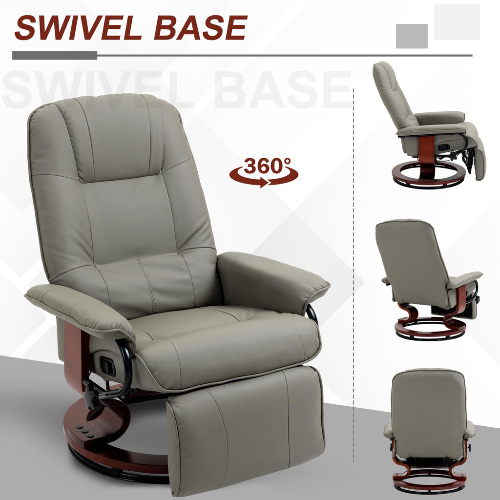 Gray PU Leather Swivel Recliner Chair O119