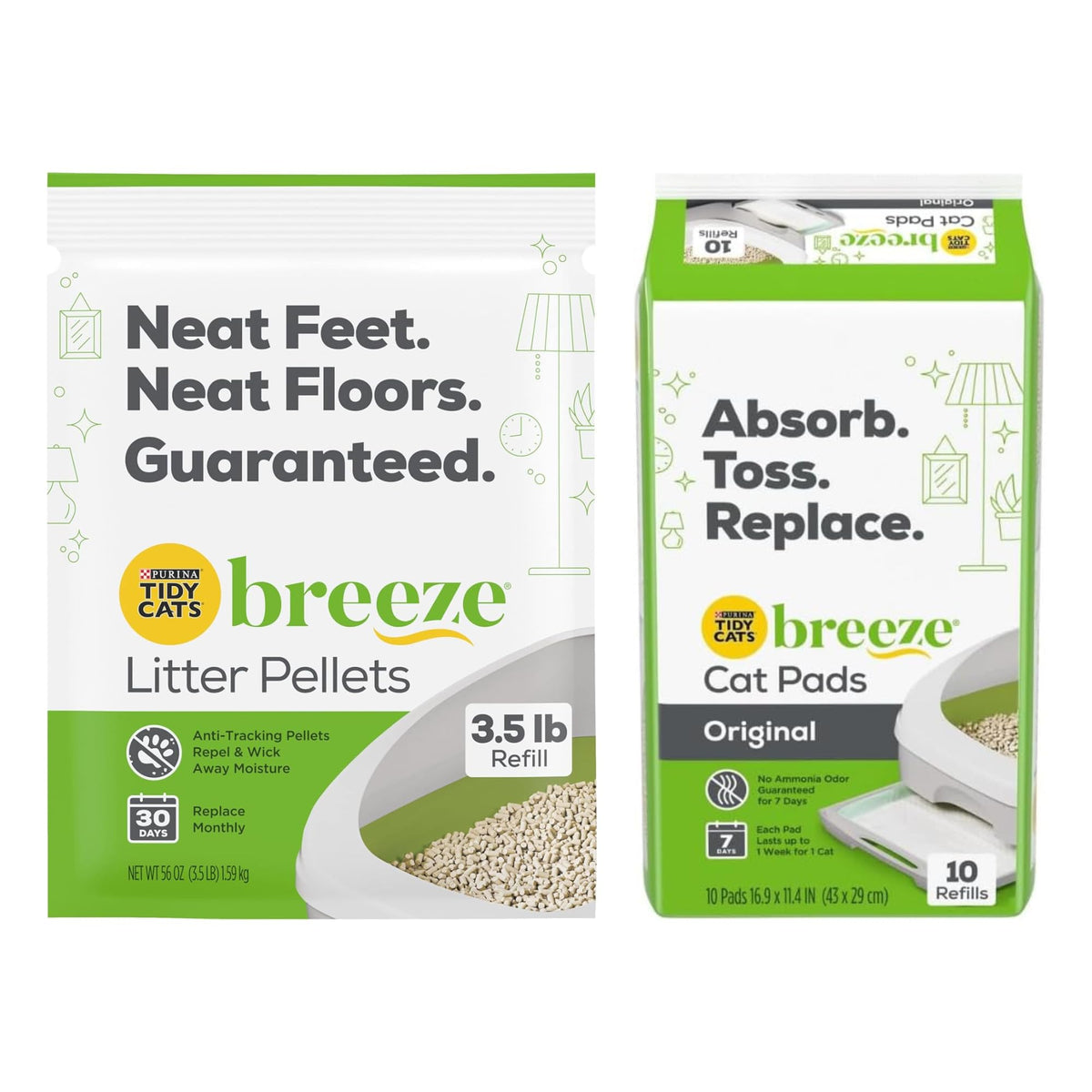 1 Litter Pellets Refill (3.5 lb) and 1 Cat Pad Refills (10 ct) Variety Pack C447060