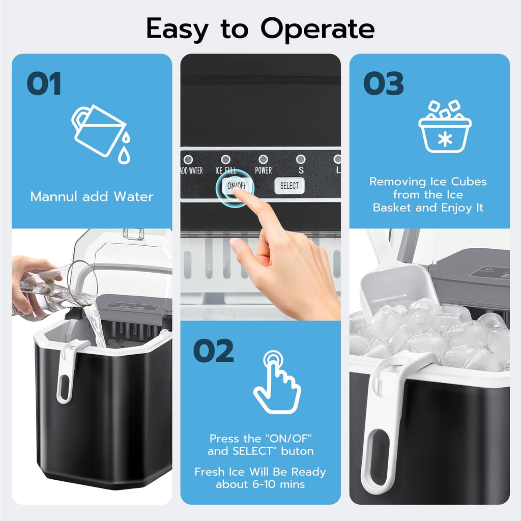 Black 26Lbs/24H Countertop Ice Maker O167357