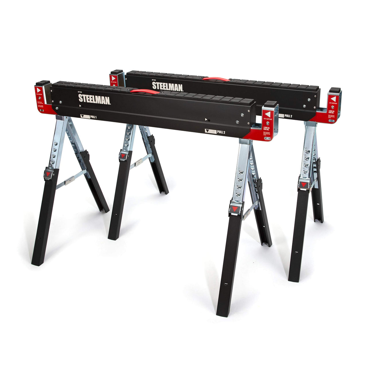Adjustable Height Folding Steel Sawhorses Set of Two W856064
