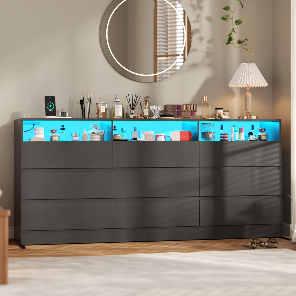 Black 9 Drawer Wood Dresser O171418