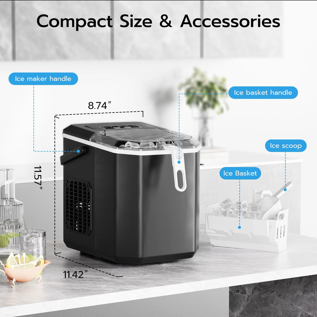Black 26Lbs/24H Countertop Ice Maker O167357