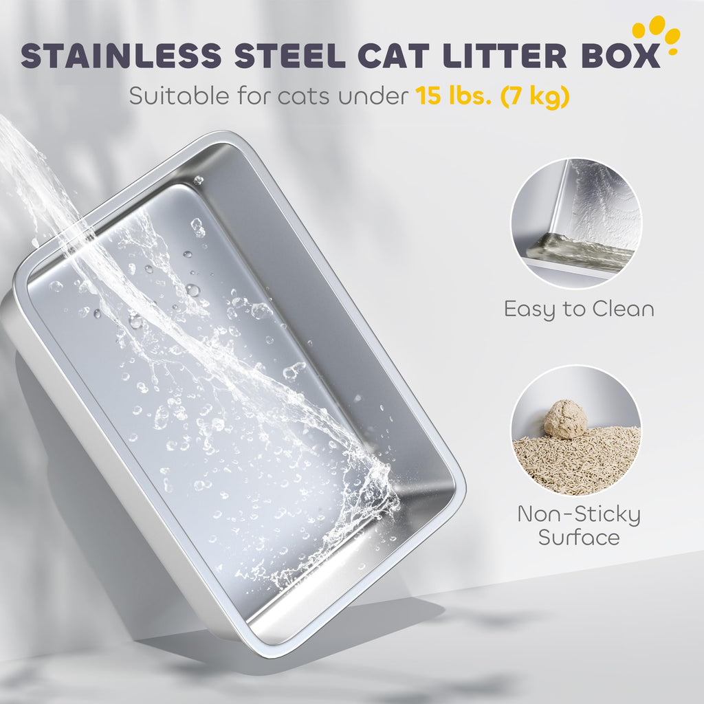 Extra Large Enclosed Stainless Steel Cat Litter Box Z55022