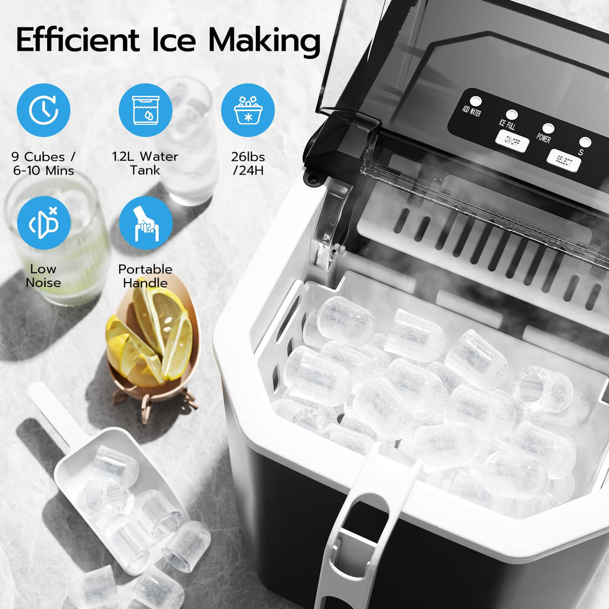Black 26Lbs/24H Countertop Ice Maker O167357