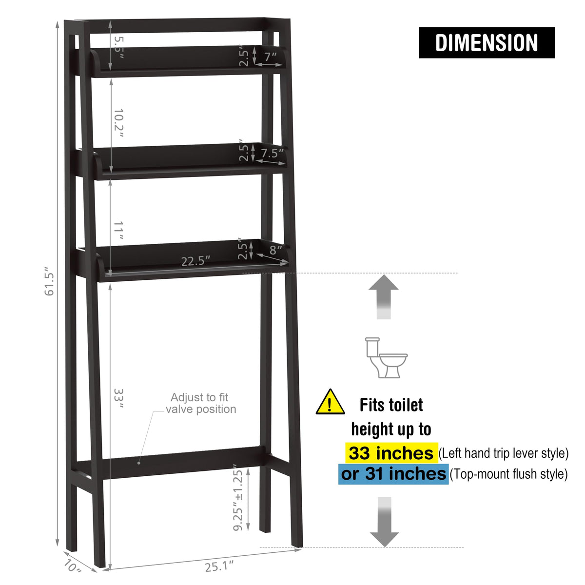 3-Tier Espresso Wood Bathroom Organizer P481