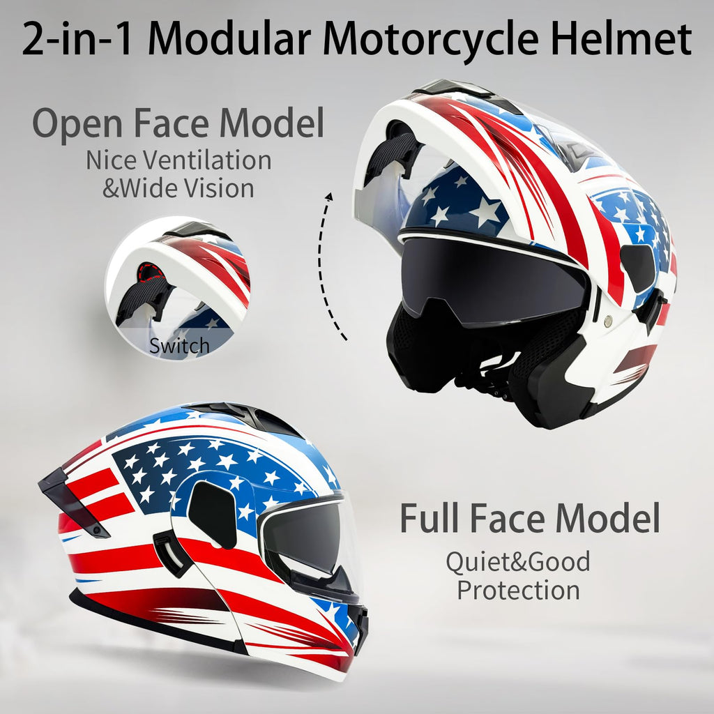 DOT Approved Dual Visor Full Face Motorcycle Helmet X1355
