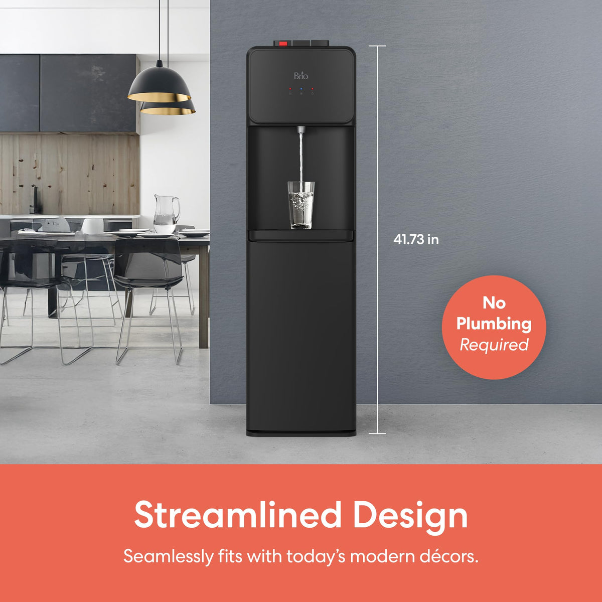 Bottom Load Water Cooler Dispenser, 5 Gallon, Black J19637
