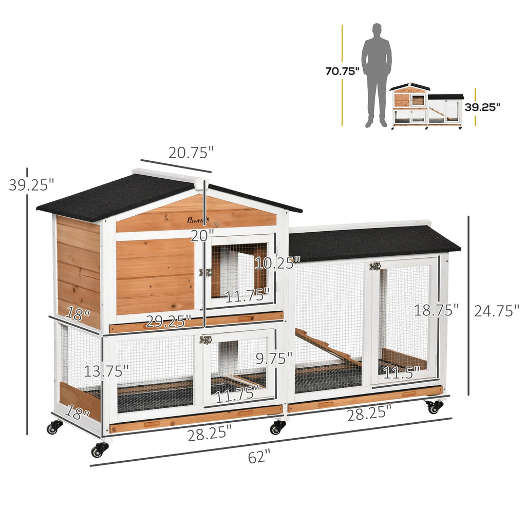 62" Rabbit Hutch with Wheels R5922