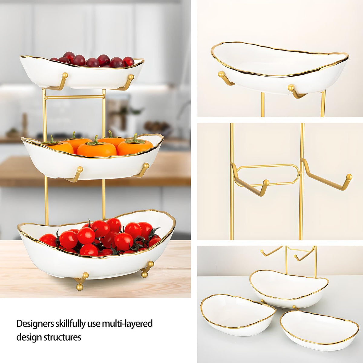 3 Tier White Ceramic Fruit Bowl F31261