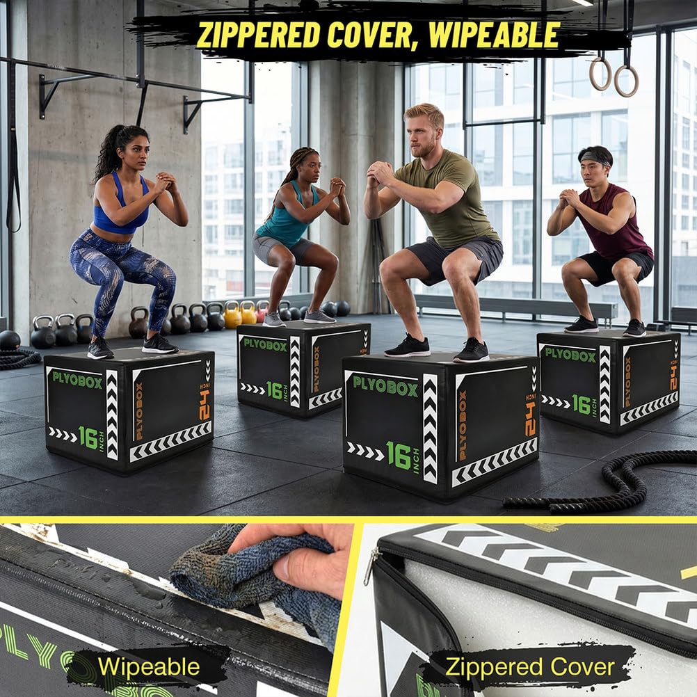 3-in-1 Foam Plyometric Jump Box, 16/20/24 Inch V9348