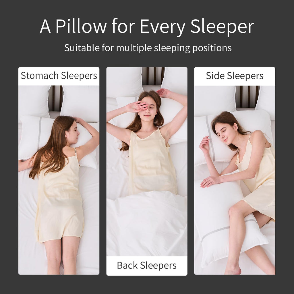 Queen Size Set of 2 Medium Firm Down Alternative Bed Pillows Q112