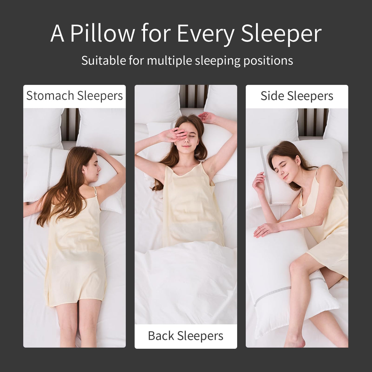 Queen Size Set of 2 Medium Firm Down Alternative Bed Pillows Q112
