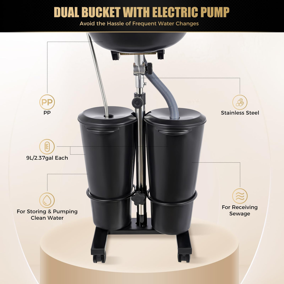 Portable Shampoo Sink with Rolling Base I566969