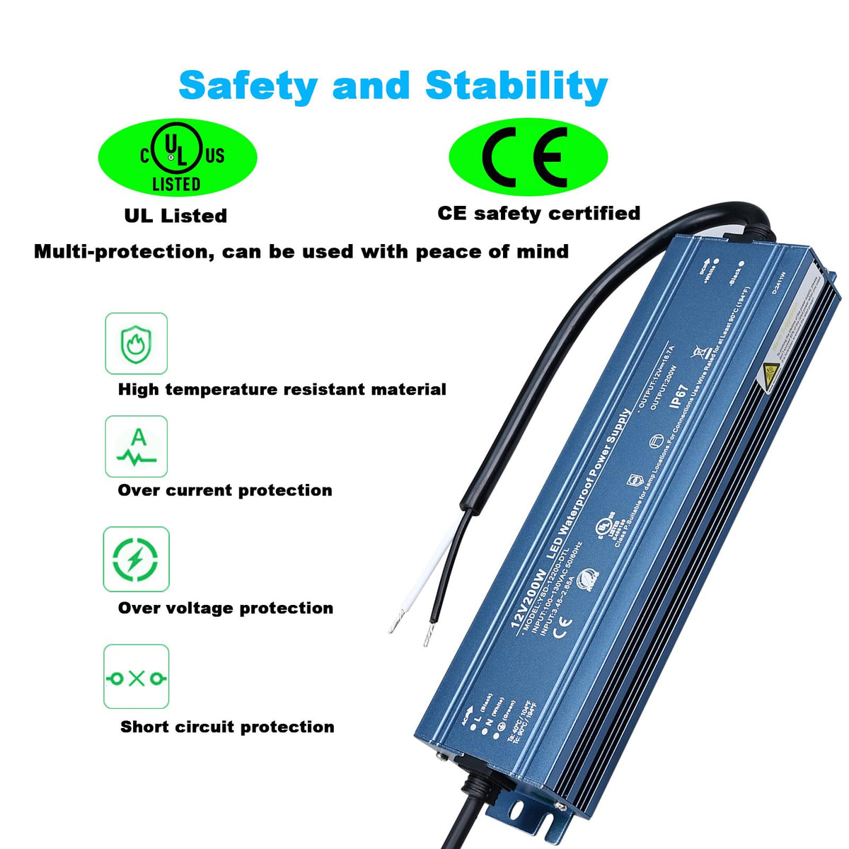 12V 200W IP67 Waterproof LED Driver L71642