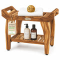 24" Teak Shower Bench with Arms & Storage Shelf H81280