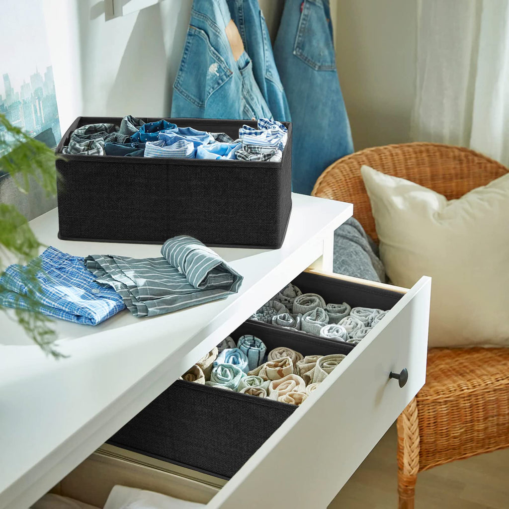 6 Pack Black Fabric Drawer Organizer H586