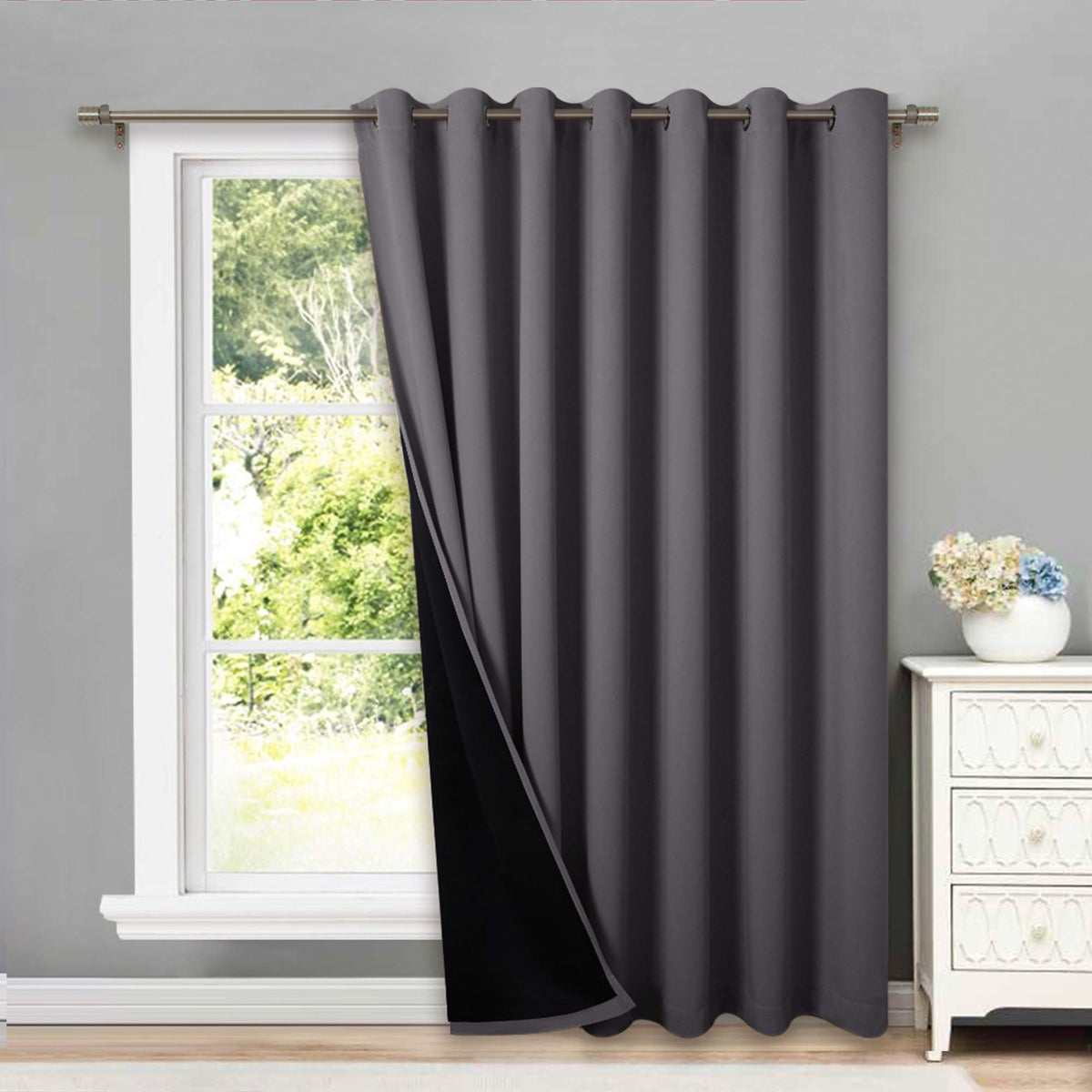 Gray 1 Panel 100 x 84 Inch Patio Door Curtain Q6313