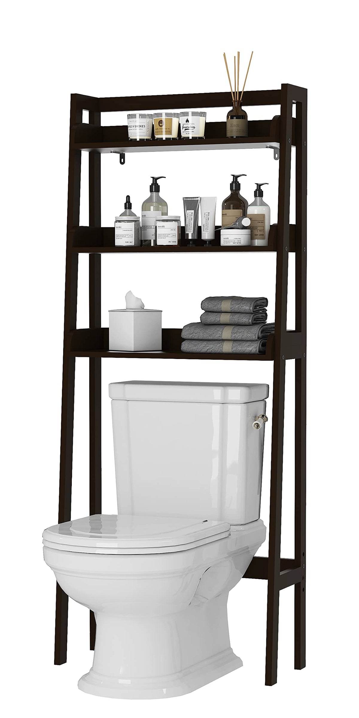 3-Tier Espresso Wood Bathroom Organizer P481