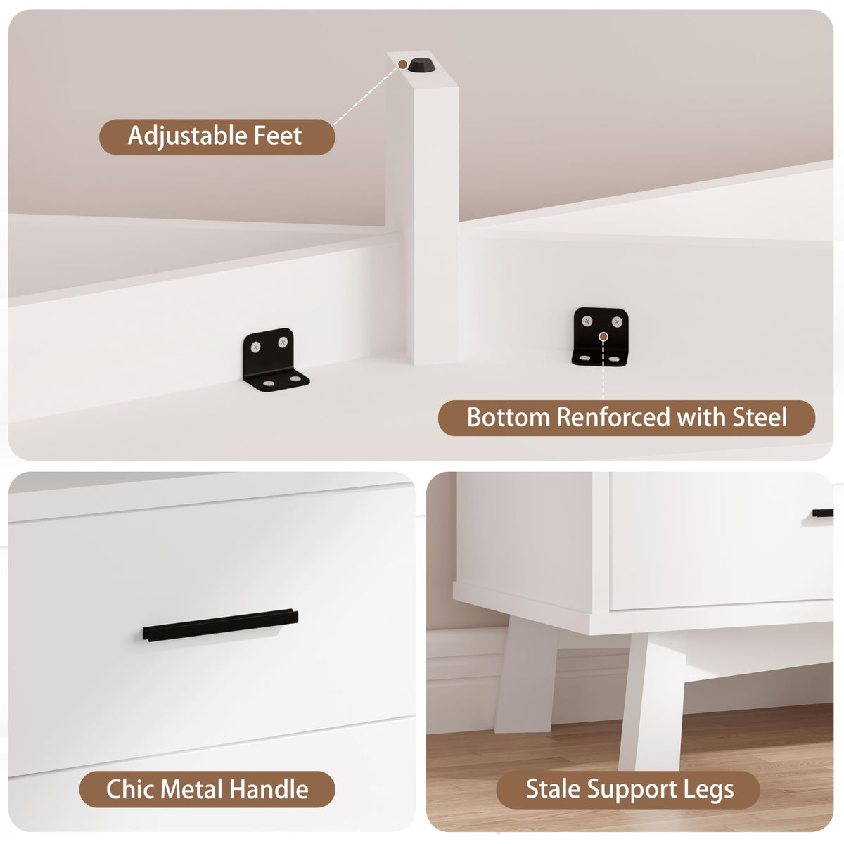 White 6 Drawer Wood Dresser L77530