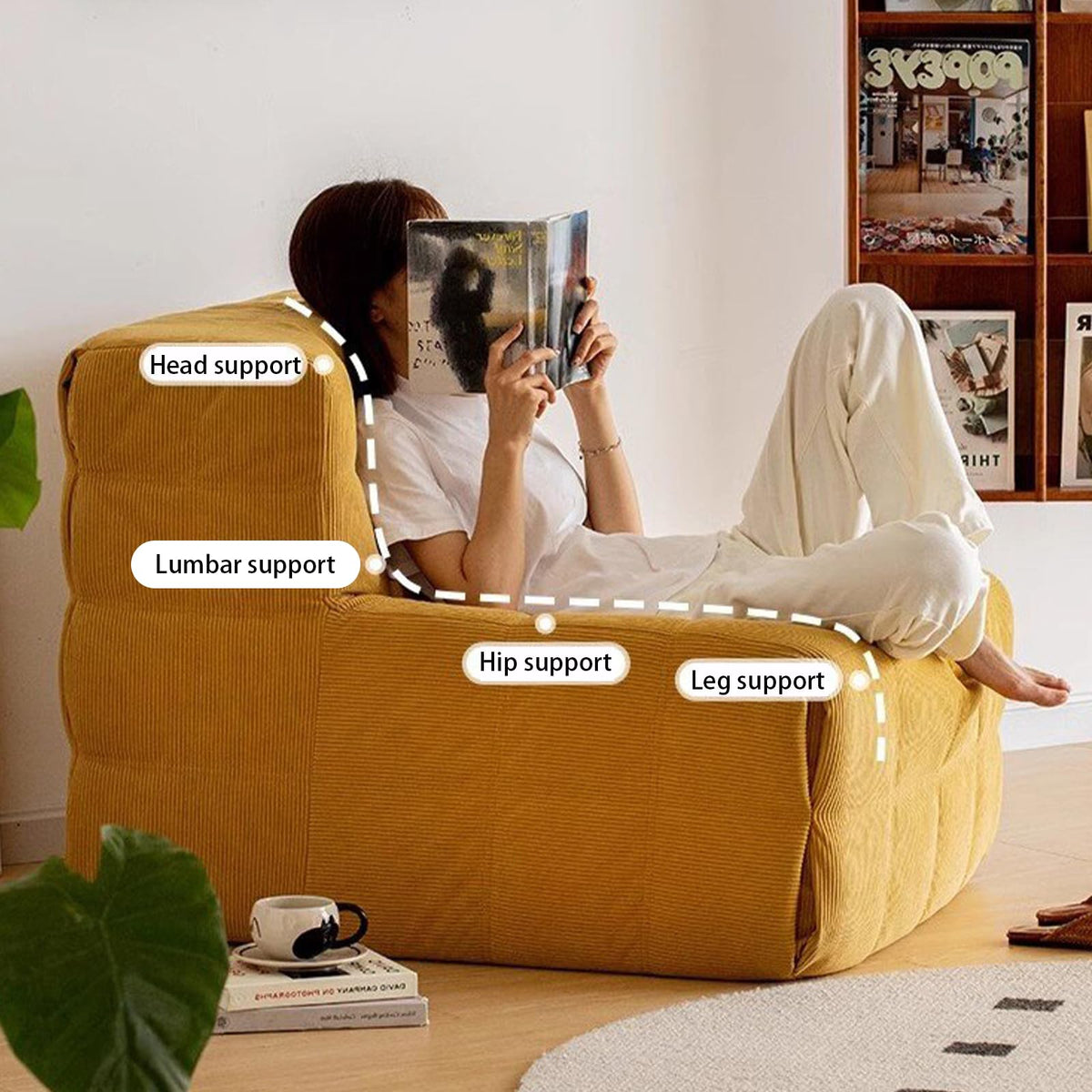 Yellow Corduroy Bean Bag Chair S23037